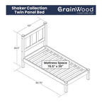 Grain Wood Furniture Shaker Solid Wood Panel Platform Bed
