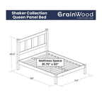 Grain Wood Furniture Shaker Solid Wood Panel Platform Bed