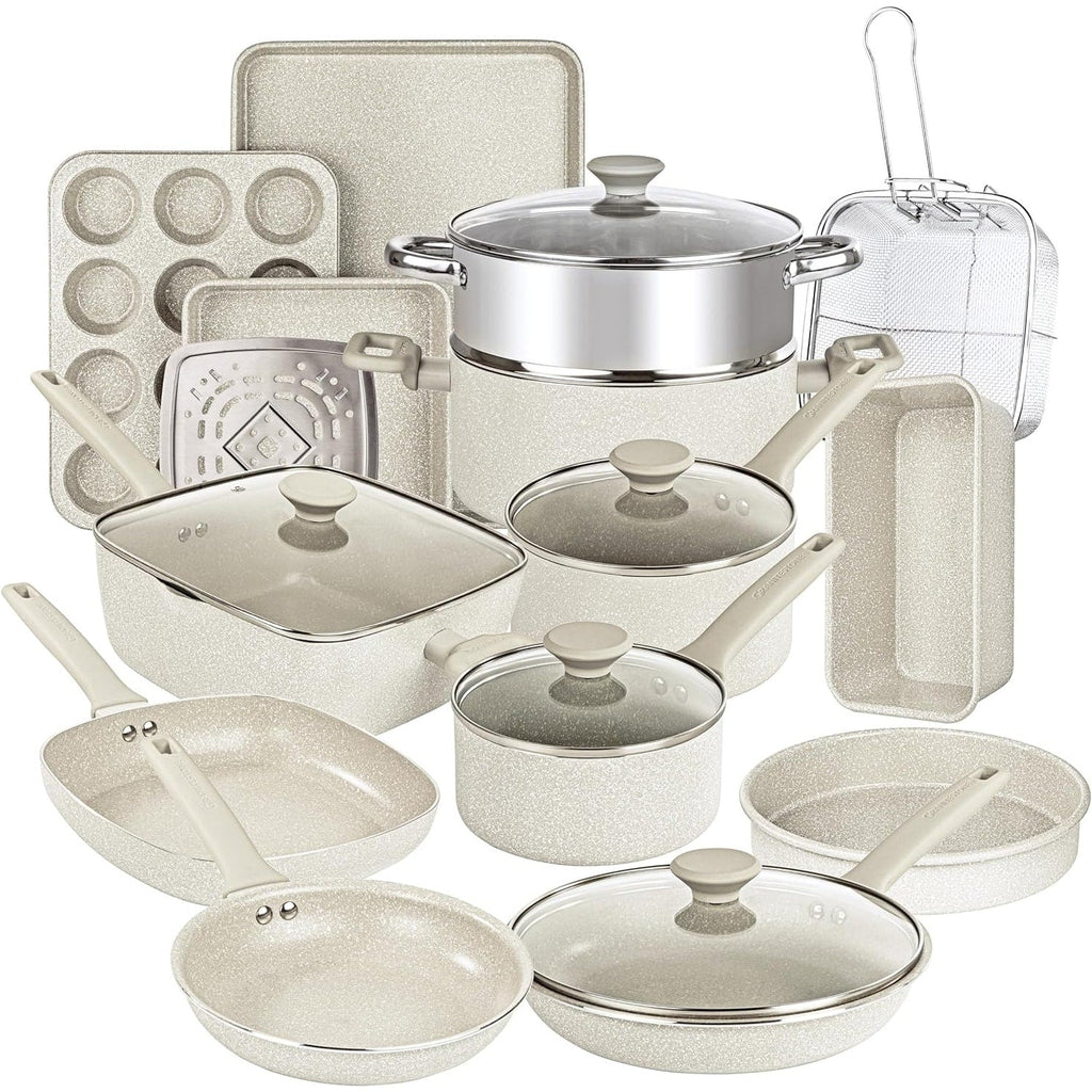 Granitestone Desert Cream 20 PC Nonstick Cookware and Bakeware Set
