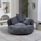 Gray Oversized 42.52 Chenille Lazy Bean Bag Single Sofa with Three Pillows for Bedroom