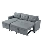 Grey 81.5'' Linen Convertible Sleeper Sofa with Reversible Storage Chaise