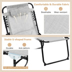 Gymax Folding Beach Lounger Chaise Lounge Chair w/ Pillow 4-Level