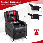 Gymax Massage Gaming Recliner Chair PU Leather Single Recliner Sofa