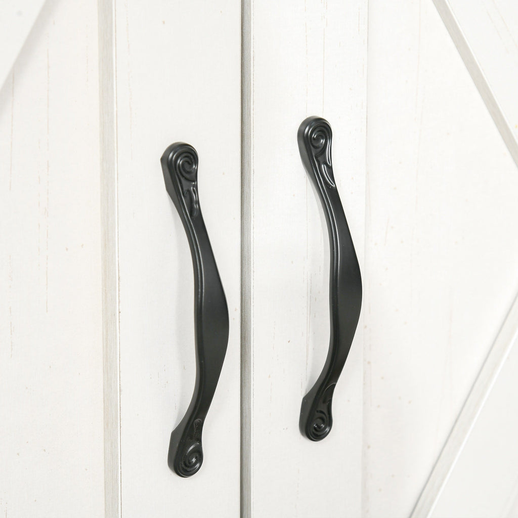 HOMCOM 32 Farmhouse Barn Door Style Sideboard Cabinet,Buffet Storage Cabinet Coffee Bar for Living Room or Entryway