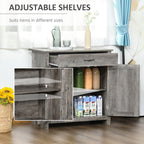 HOMCOM 32 Farmhouse Barn Door Style Sideboard Cabinet,Buffet Storage Cabinet Coffee Bar for Living Room or Entryway