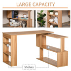 HomCom Modern L Shaped Rotating Computer Desk with Bookshelves