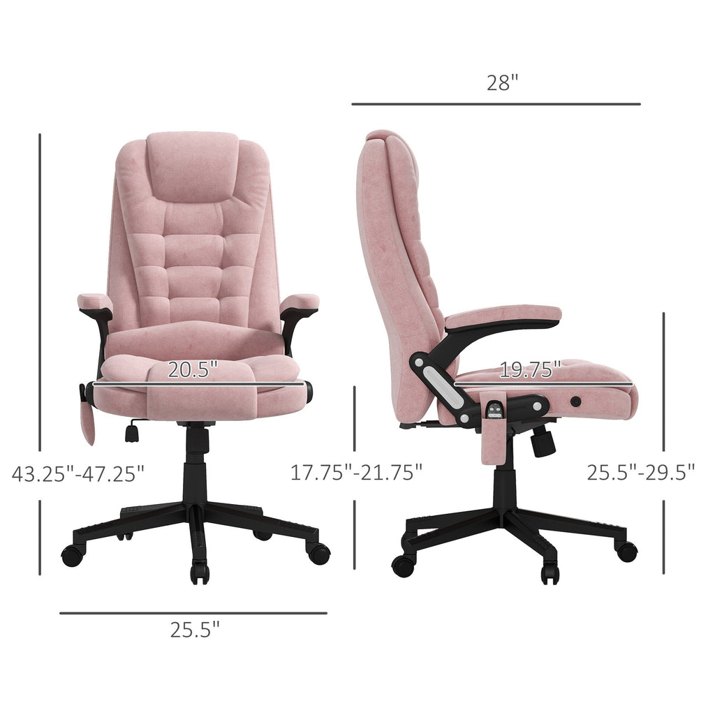 HOMCOM 6 Point Vibrating Massage Office Chair with Heat, Velvet High Back Executive Office Chair with Reclining Backrest