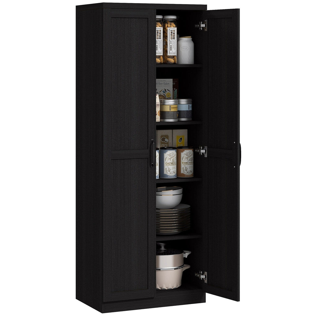 HOMCOM 63 2-Door Kitchen Pantry, Freestanding Storage Cabinet with 5-tier Shelving and 2 Adjustable Shelves for Dining Room