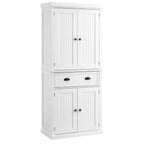 HOMCOM 72 Traditional Freestanding Kitchen Pantry Cabinet Cupboard with Doors and 3 Adjustable Shelves, White