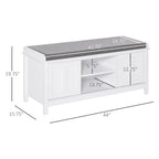 HOMCOM Entryway Shoe Bench Storage Ottoman with Adjustable Shelving, 6 Compartments, and Padded Seat, White/Grey