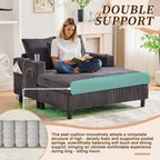 HOMEFUN Corduroy Upholstered Oversized RGB LED Light Recliner Sofa Bed with Cup Holder,USB&3 Pillows