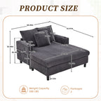 HOMEFUN Corduroy Upholstered Oversized RGB LED Light Recliner Sofa Bed with Cup Holder,USB&3 Pillows