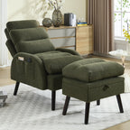 HOMYKA Accent Lounge Chair with Adjustable Backrest Storage Ottoman