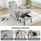 HOMYKA Accent Lounge Chair with Adjustable Backrest Storage Ottoman