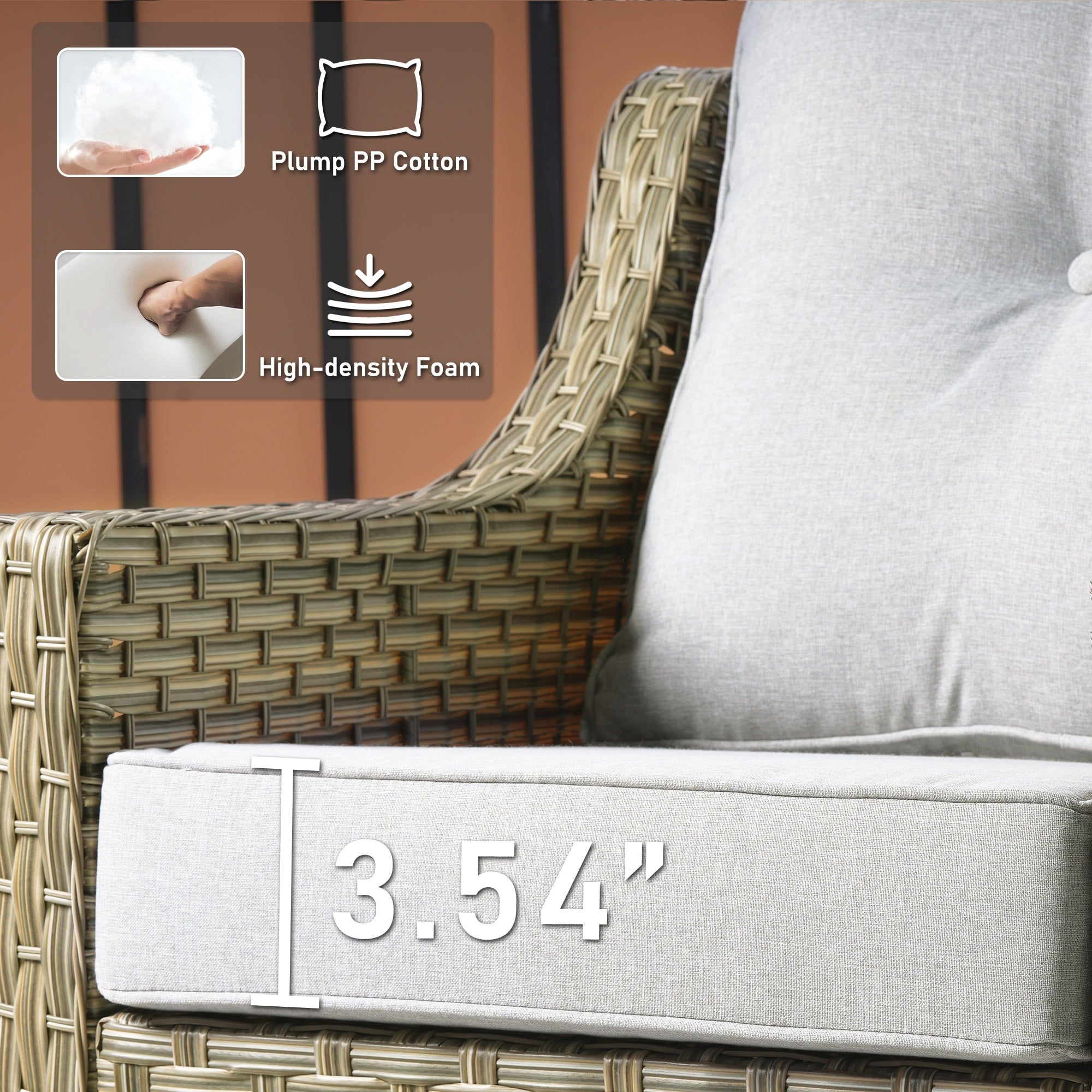 HOOOWOOO 2-piece High Back Wicker Rattan Outdoor Patio Chair Set