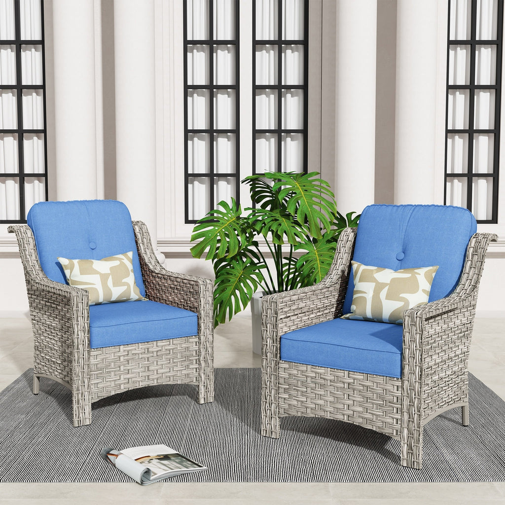 HOOOWOOO 2-piece High Back Wicker Rattan Outdoor Patio Chair Set