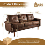 HOOOWOOO Mid-Century 3-Seat Upholstered Sofa with Wood Legs for Living Room