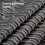 HOOOWOOO Modern Corduroy Fabric Folding Sofa Couch