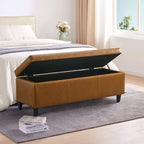 50.3 x 17.50 x 18 Upholstered Rectangular Storage Ottoman-Faux Leather