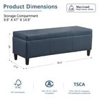 50.3 x 17.50 x 18 Upholstered Rectangular Storage Ottoman-Faux Leather