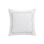 Adeline Moonshine Grey Floral Embroidered Cotton Cushion