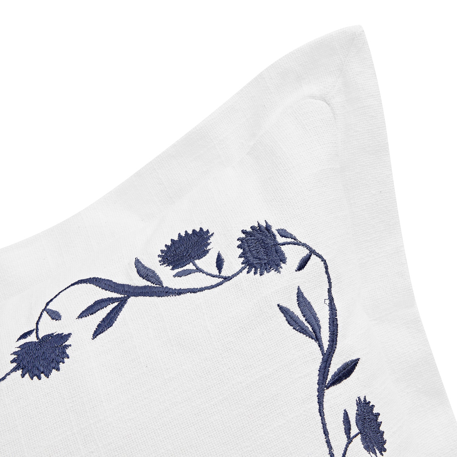 Adeline Midnight Blue Floral Embroidered Cotton Cushion