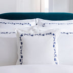 Adeline Midnight Blue Floral Embroidered Cotton Cushion
