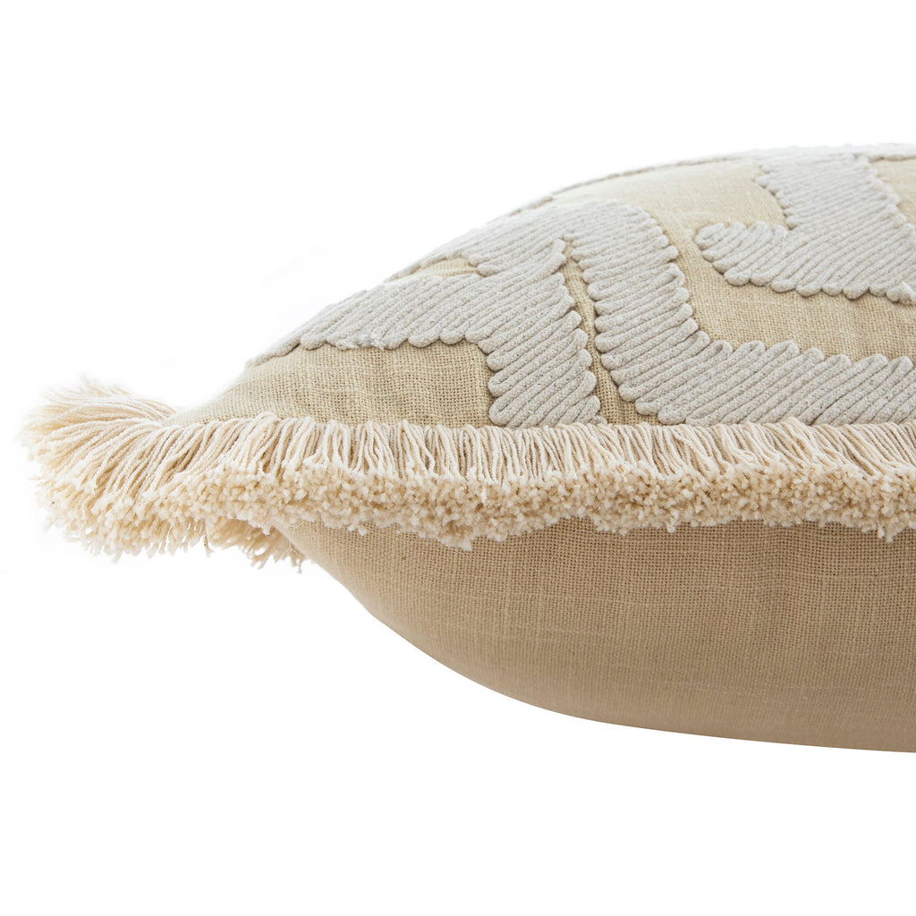 Baja Abstract Cream Fringe Cushion