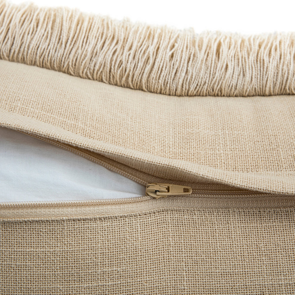 Baja Abstract Cream Fringe Cushion