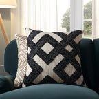 Baja Monochrome Geometric Embroidered Cushion