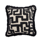Baja Abstract Monochrome Black Fringe Cushion