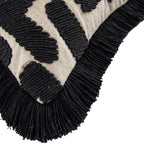 Baja Abstract Monochrome Black Fringe Cushion