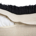 Baja Abstract Monochrome Black Fringe Cushion