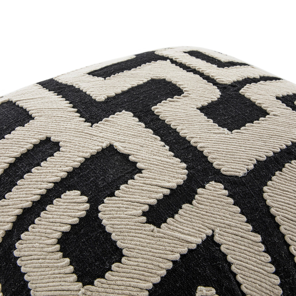 Baja Abstract Monochrome Cream Fringe Cushion