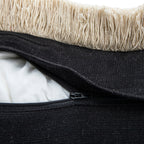 Baja Abstract Monochrome Cream Fringe Cushion