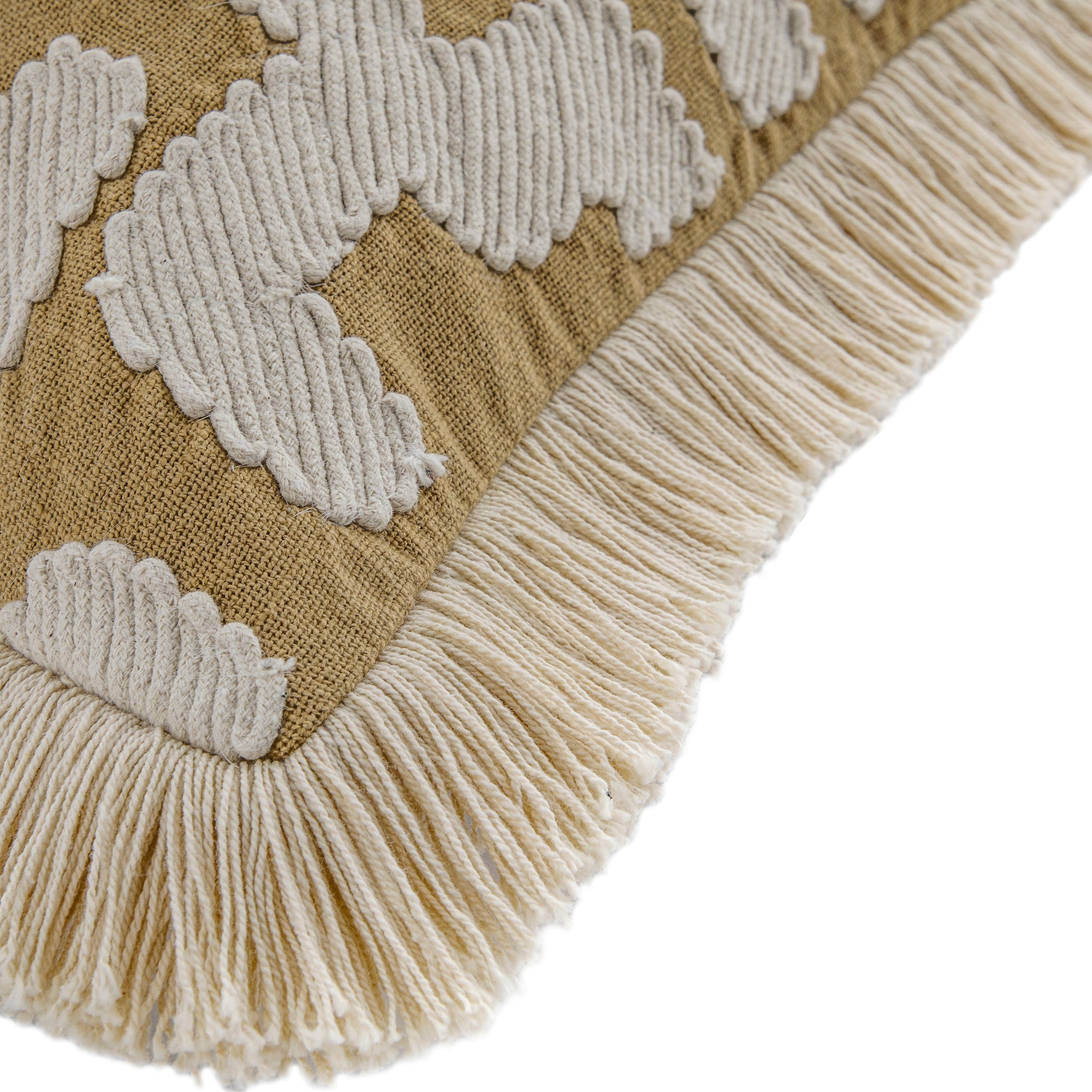 Baja Abstract Tan Fringe Cushion