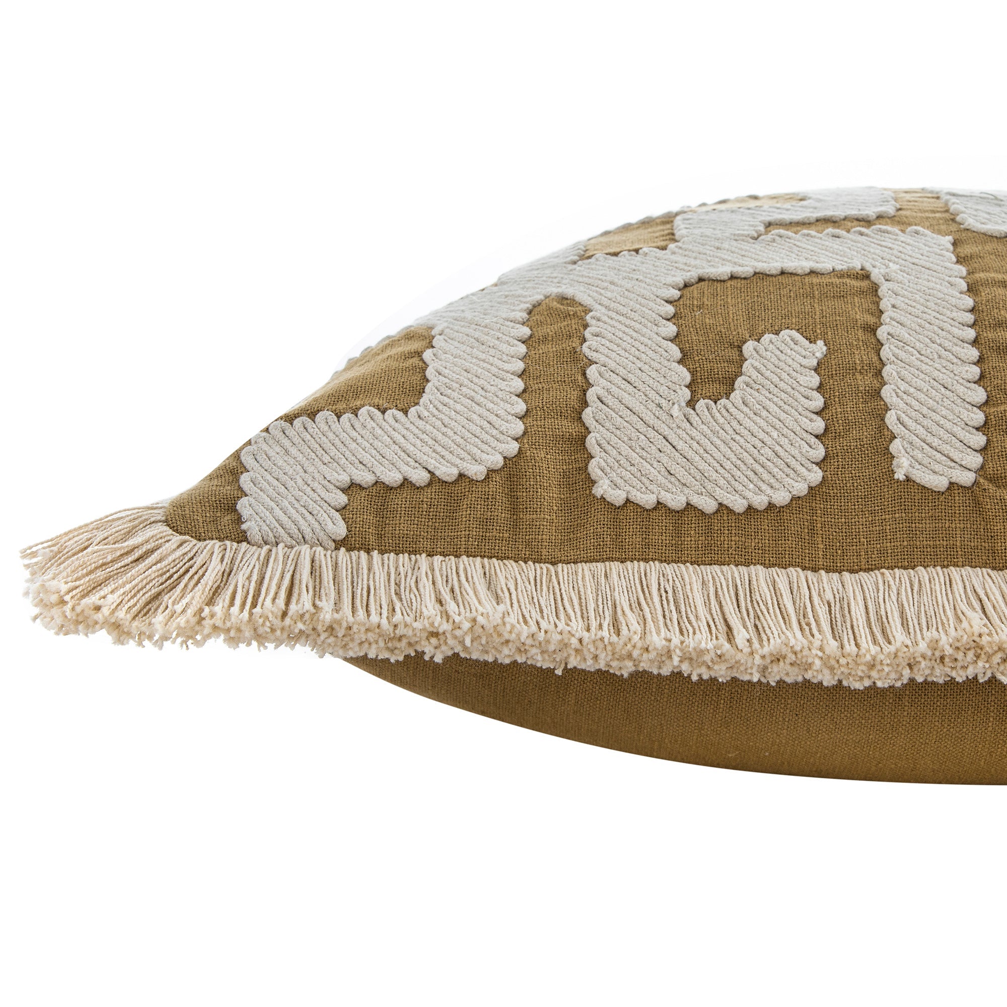 Baja Abstract Tan Fringe Cushion