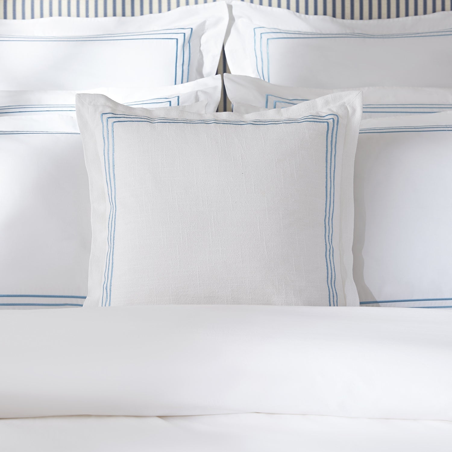 Belvedere Royal Blue Cord Embroidered Cotton Cushion