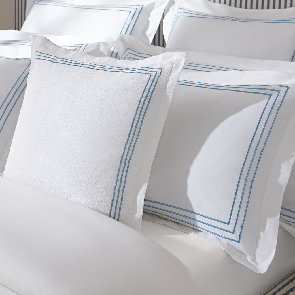 Belvedere Royal Blue Cord Embroidered Cotton Cushion