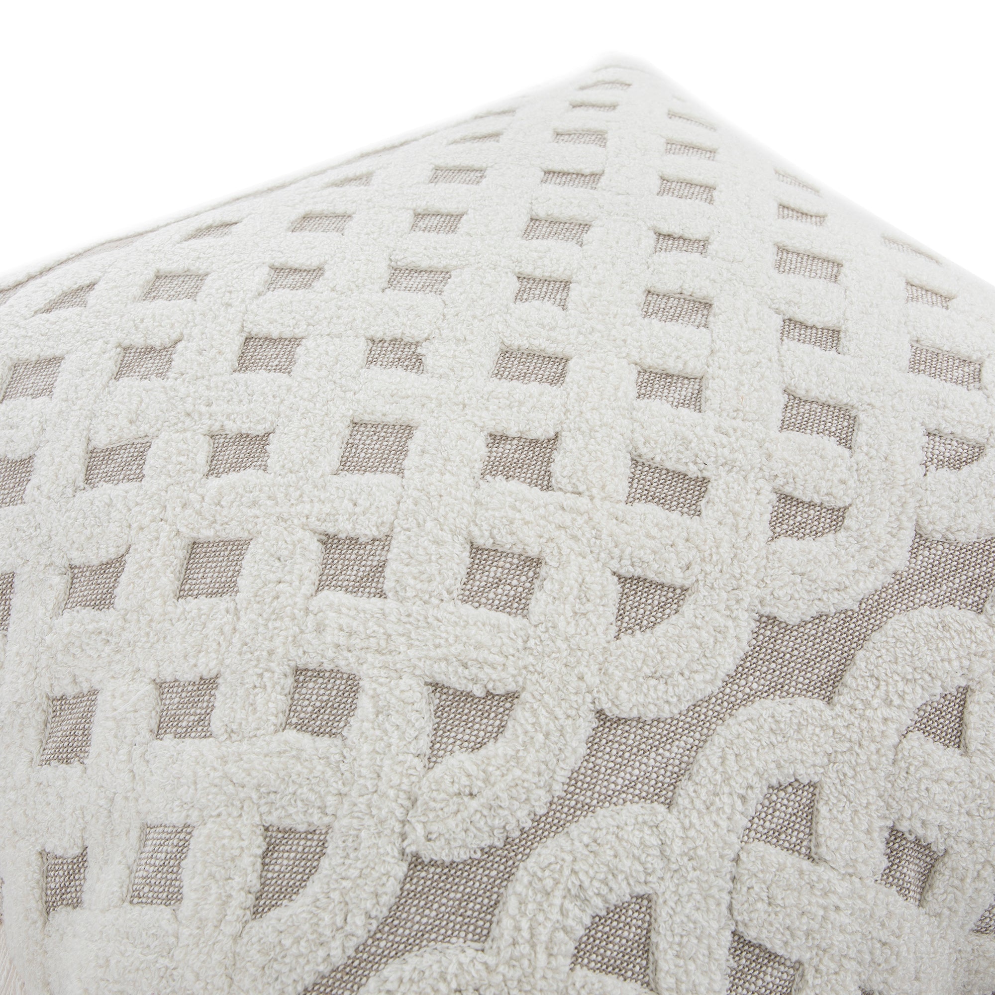 Bloomsbury Lattice Grey Crewelwork Wool Embroidered Cushion