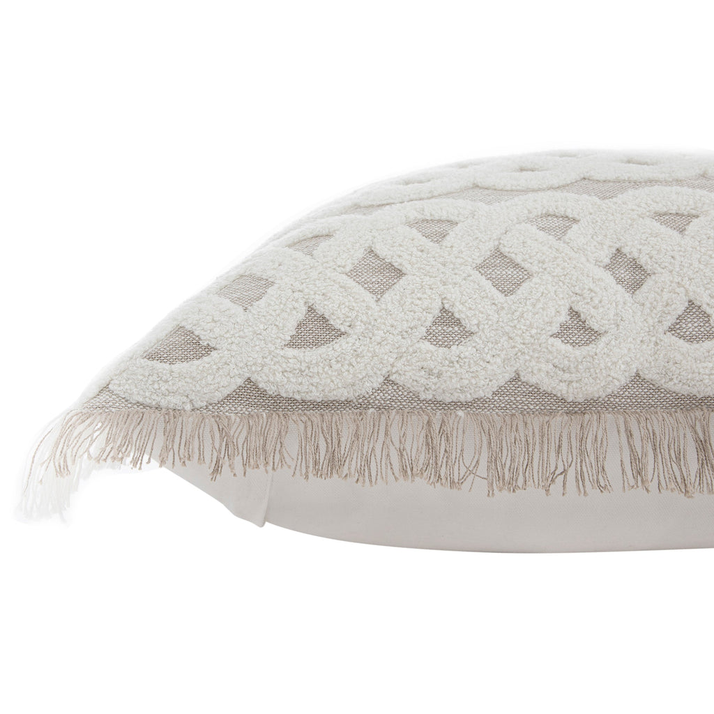 Bloomsbury Lattice Grey Crewelwork Wool Embroidered Cushion