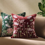 Botanica Collection Mulberry Velvet Hand Embroidered Cushion