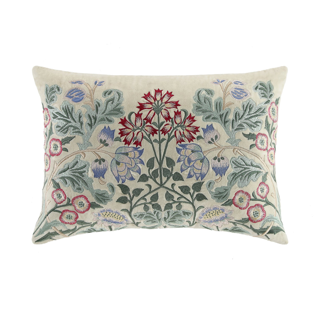 Botanica Collection Pearl Velvet Hand Embroidered Cushion