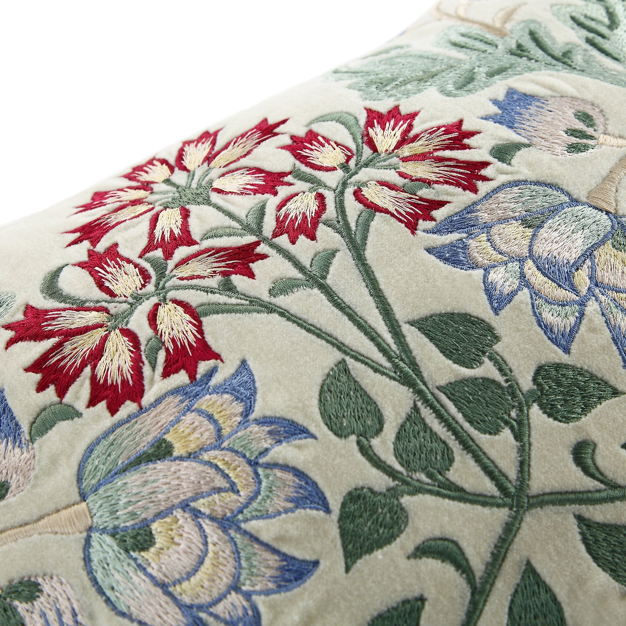 Botanica Collection Pearl Velvet Hand Embroidered Cushion