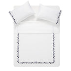 Adeline Midnight Blue Floral Embroidered 600 Thread Count Cotton Sateen Duvet Set