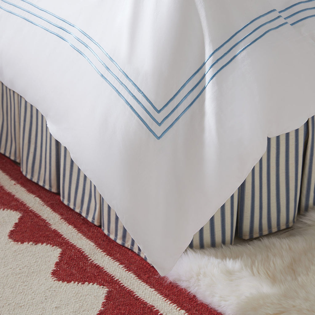 Belvedere Royal Blue Cord Embroidered 300 Thread Count Cotton Percale Duvet Set