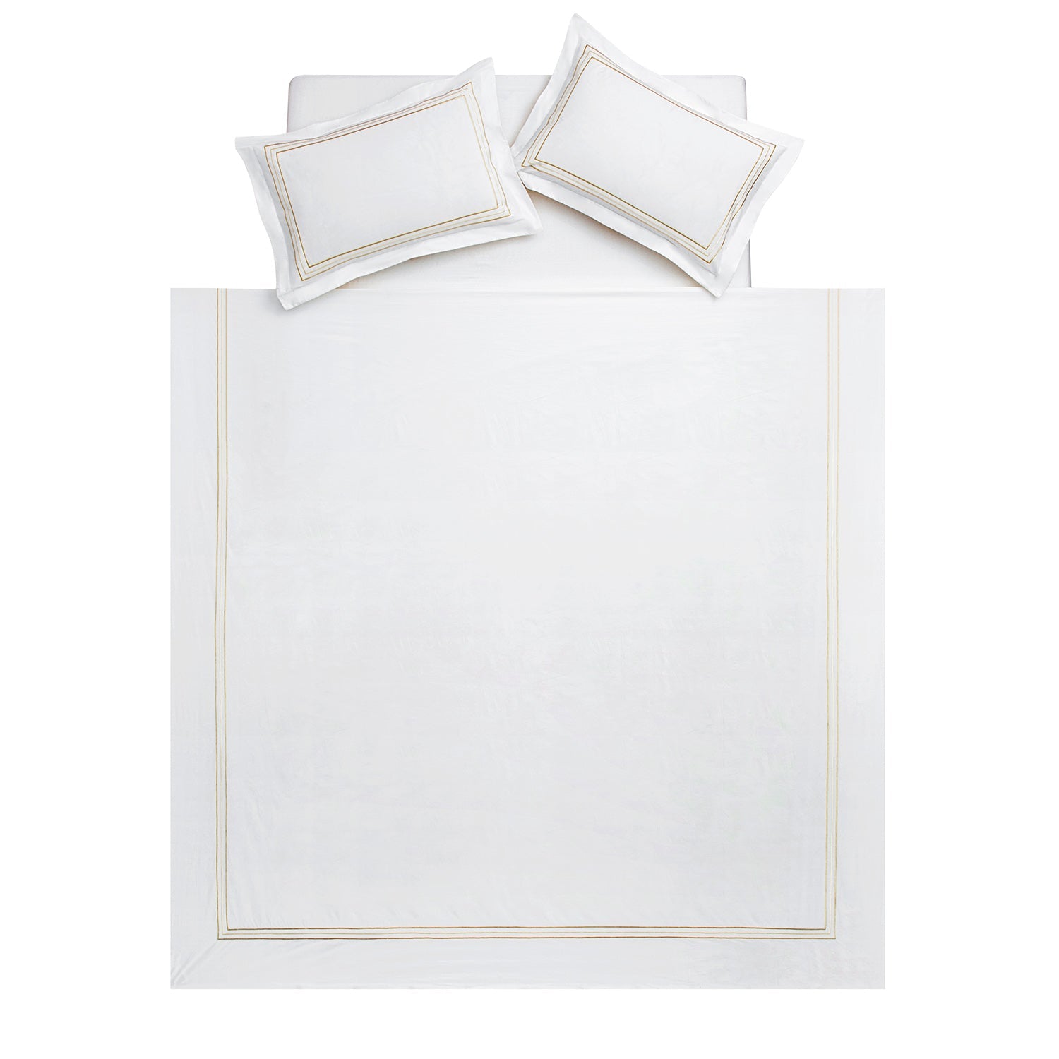 Belvedere Champagne Gold Cord Embroidered 300 Thread Count Cotton Percale Duvet Set