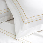 Belvedere Champagne Gold Cord Embroidered 300 Thread Count Cotton Percale Duvet Set