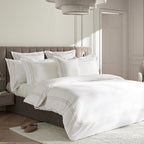 Belvedere Champagne Gold Cord Embroidered 300 Thread Count Cotton Percale Duvet Set