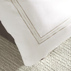 Belvedere Champagne Gold Cord Embroidered 300 Thread Count Cotton Percale Duvet Set